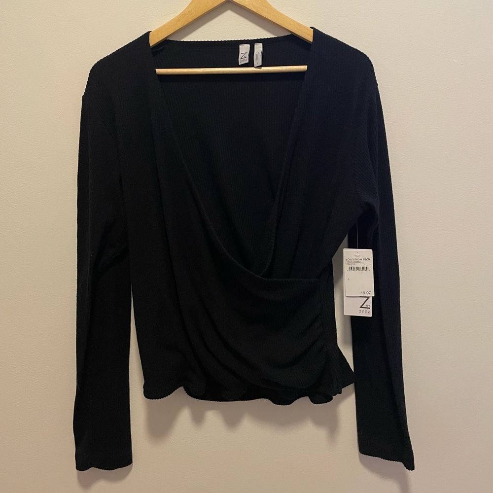Zella Ribbed Wrap Top